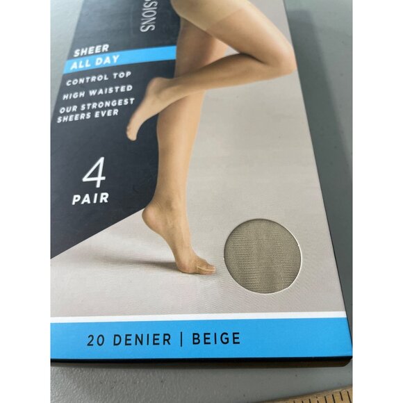 Silk Impressions Pantyhose Size XXXL Control Top High Waist 4 Pair 20 Denier NEW - Picture 6 of 7